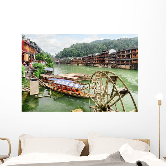 Parked Wooden Tourist Boats Wall Decal