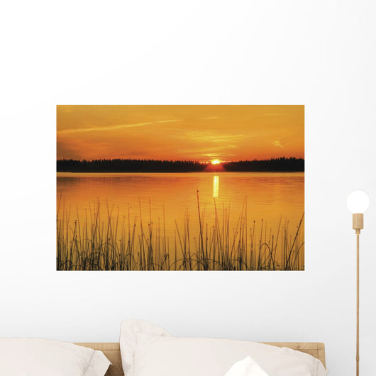 Sunset On Anglin Lake In Prince Albert National Park Wall Mural