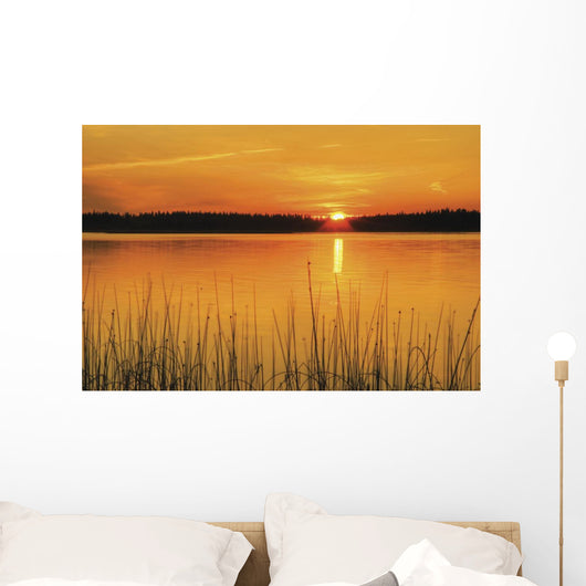 Sunset On Anglin Lake In Prince Albert National Park Wall Mural