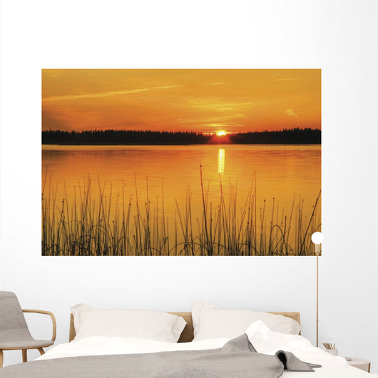 Sunset On Anglin Lake In Prince Albert National Park Wall Mural