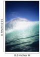 Closeup angle of green wave with backlit crest, bright blue sky Wall Mural