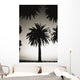 Silhouetted palm tree centered between other palm tree tops at dusk Wall Mural