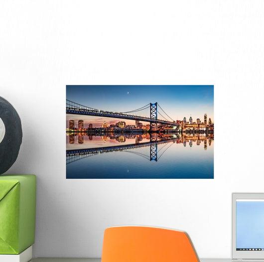 Philadelphia Night Skyline Refection Wall Decal