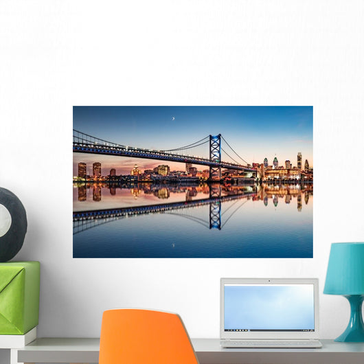 Philadelphia Night Skyline Refection Wall Decal