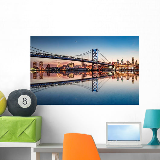 Philadelphia Night Skyline Refection Wall Decal