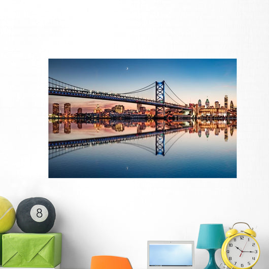 Philadelphia Night Skyline Refection Wall Decal