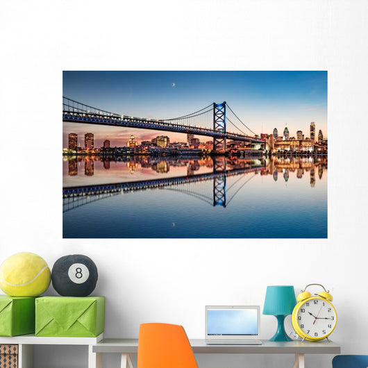 Philadelphia Night Skyline Refection Wall Decal