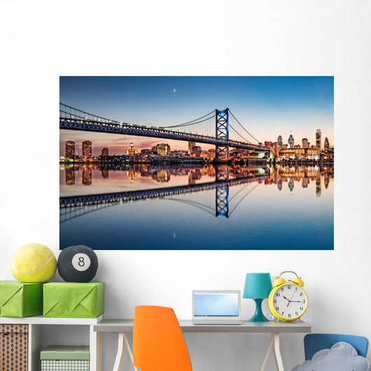 Philadelphia Night Skyline Refection Wall Decal