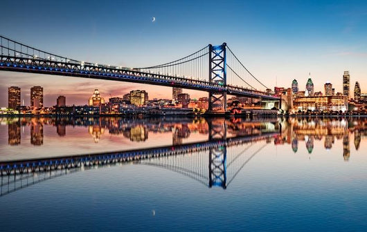 Philadelphia Night Skyline Refection Wall Decal