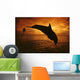 A Pair Of Atlantic Bottlenose Dolphin Leap Into A Caribbean Sunset Wall Mural