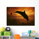 A Pair Of Atlantic Bottlenose Dolphin Leap Into A Caribbean Sunset Wall Mural