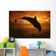 A Pair Of Atlantic Bottlenose Dolphin Leap Into A Caribbean Sunset Wall Mural