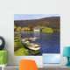 St Finbarre's Oratory And Rowing Boats On Shore Of Gougane Barra Lake Wall Mural