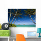 Palm tree over Pacific ocean with Mokulua island in background Wall Mural