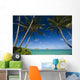 Palm tree over Pacific ocean with Mokulua island in background Wall Mural