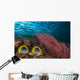 Malaysia, Alcyonarian Coral and pair of Spot-Tailed Butterflyfish Wall Mural