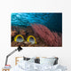 Malaysia, Alcyonarian Coral and pair of Spot-Tailed Butterflyfish Wall Mural