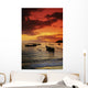 Indonesia, Lombok, Senggigi, Boats On The Water At Sunset Wall Mural