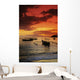 Indonesia, Lombok, Senggigi, Boats On The Water At Sunset Wall Mural