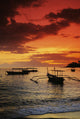 Indonesia, Lombok, Senggigi, Boats On The Water At Sunset Wall Mural