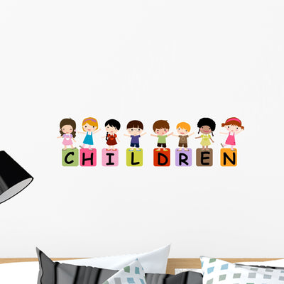 Children shown on a wall