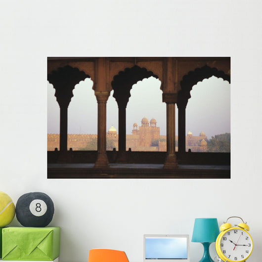 India, View of Red Fort from Jama Masjid Wall Mural