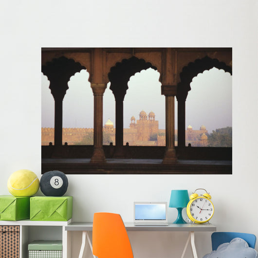 India, View of Red Fort from Jama Masjid Wall Mural