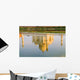 India, Agra, Taj Mahal, Temple Reflection At Sunset On Yamuna River Wall Mural