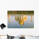 India, Agra, Taj Mahal, Temple Reflection At Sunset On Yamuna River Wall Mural