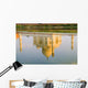 India, Agra, Taj Mahal, Temple Reflection At Sunset On Yamuna River Wall Mural