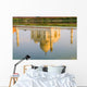 India, Agra, Taj Mahal, Temple Reflection At Sunset On Yamuna River Wall Mural