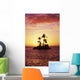 Palm Trees On Small Island Silhouetted Against Tropical Sunrise Wall Mural