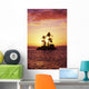 Palm Trees On Small Island Silhouetted Against Tropical Sunrise Wall Mural