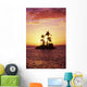 Palm Trees On Small Island Silhouetted Against Tropical Sunrise Wall Mural