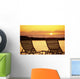 Hawaii, Two Silhouetted Chairs On Beach At Sunset, View From Behind Wall Mural