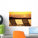 Hawaii, Two Silhouetted Chairs On Beach At Sunset, View From Behind Wall Mural