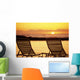 Hawaii, Two Silhouetted Chairs On Beach At Sunset, View From Behind Wall Mural