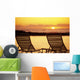 Hawaii, Two Silhouetted Chairs On Beach At Sunset, View From Behind Wall Mural