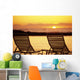 Hawaii, Two Silhouetted Chairs On Beach At Sunset, View From Behind Wall Mural