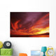 Sunset Over Seascape, Brightly Colored Clouds Illuminated Over Ocean Wall Mural