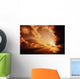 Orange Sunset Over Ocean, Sunrays Bursting Through Puffy Clouds Wall Mural
