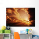 Orange Sunset Over Ocean, Sunrays Bursting Through Puffy Clouds Wall Mural