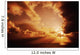 Orange Sunset Over Ocean, Sunrays Bursting Through Puffy Clouds Wall Mural