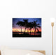 Dramatic And Colorful Sunset Sky With Palm Tree Silhouettes Wall Mural