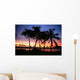 Dramatic And Colorful Sunset Sky With Palm Tree Silhouettes Wall Mural