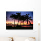 Dramatic And Colorful Sunset Sky With Palm Tree Silhouettes Wall Mural