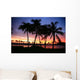 Dramatic And Colorful Sunset Sky With Palm Tree Silhouettes Wall Mural