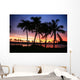 Dramatic And Colorful Sunset Sky With Palm Tree Silhouettes Wall Mural