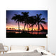 Dramatic And Colorful Sunset Sky With Palm Tree Silhouettes Wall Mural