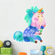 Watercolor Spring Green Unicorn Wall Decal